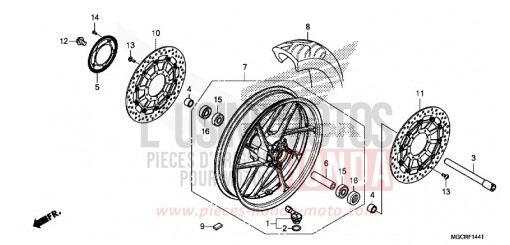 ROUE AVANT (CB1100NA/NAD) CB1100NAJ de 2018